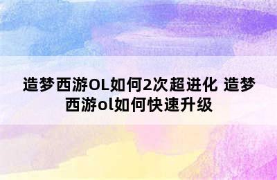 造梦西游OL如何2次超进化 造梦西游ol如何快速升级